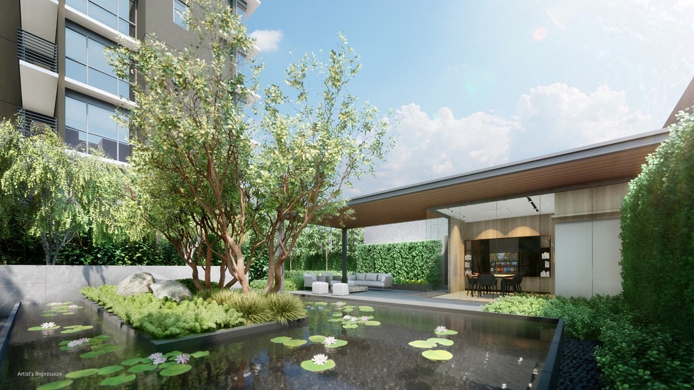 Artist impression of Eco-pond at Sky Eden@Bedok, Singapore