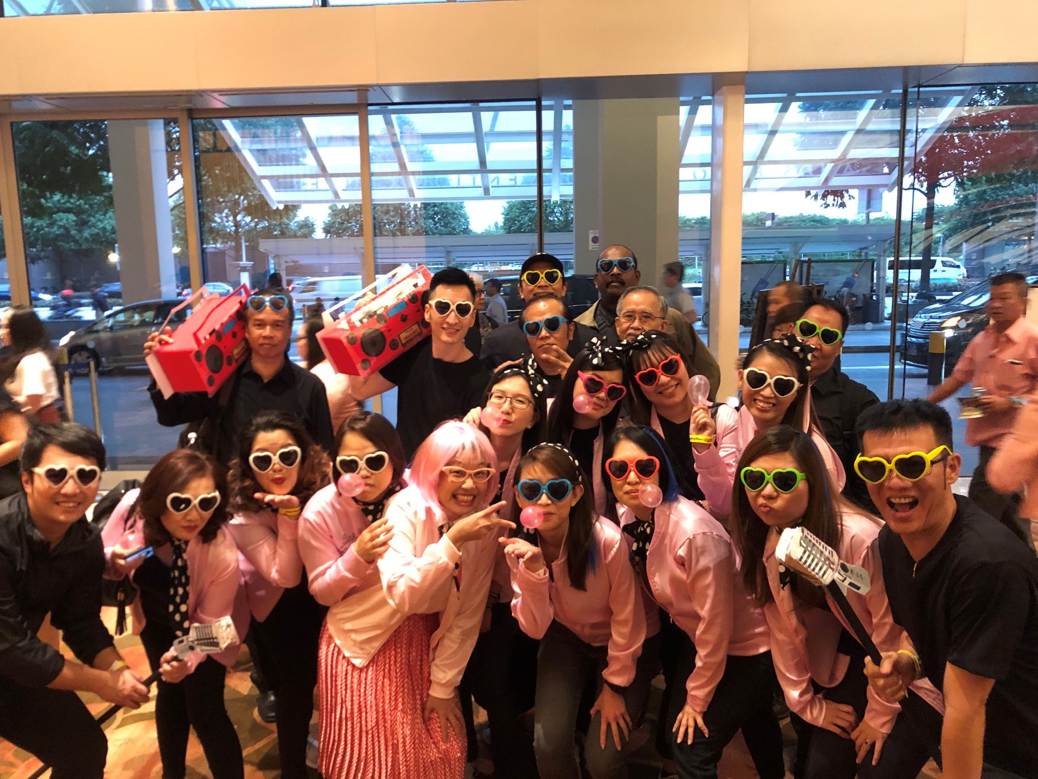 Hwee Cheng and her team dressed up according to the theme of the movie “Grease” at Frasers Property’s Dinner & Dance in 2019.