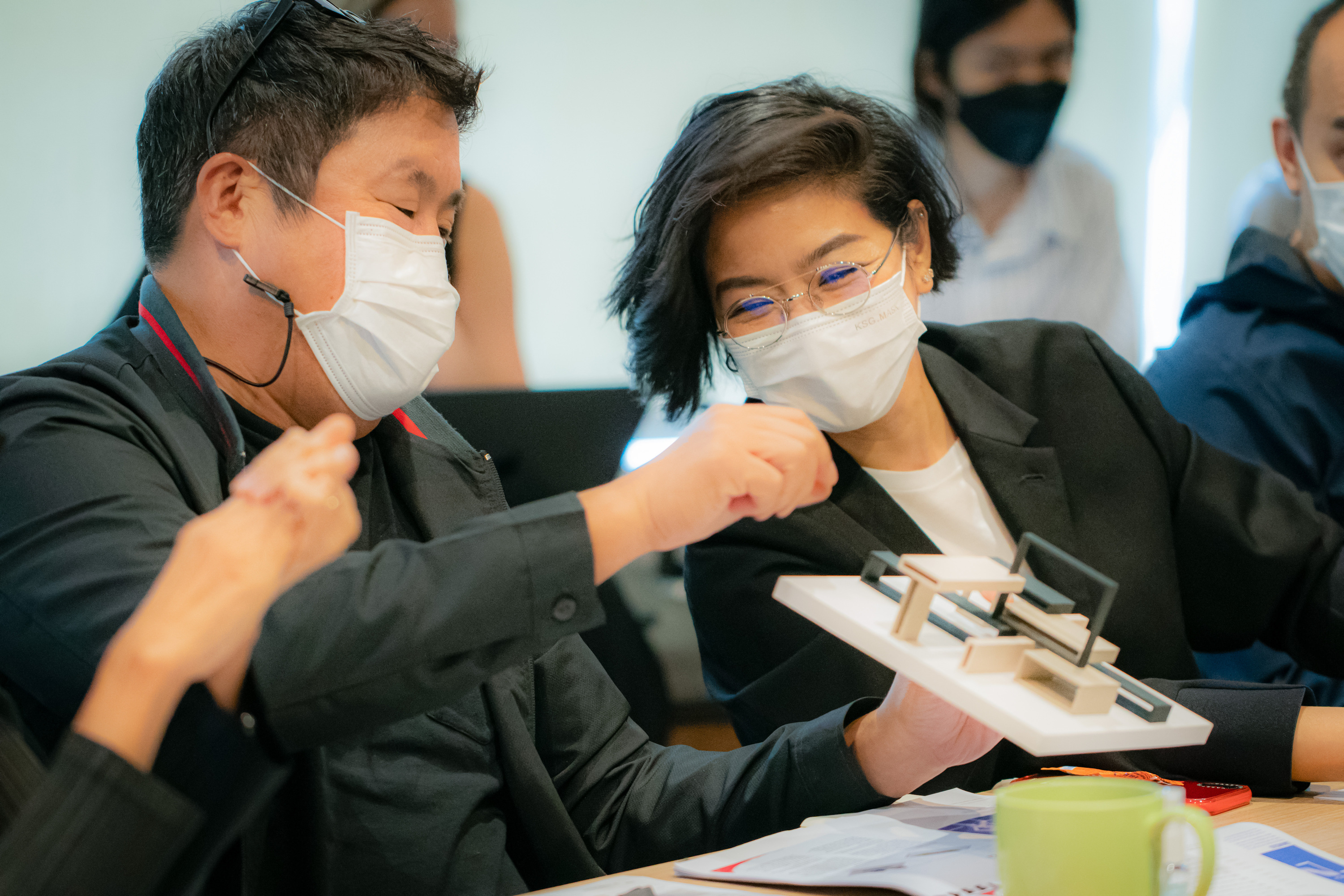 Worawat Srisa-an, Deputy CEO of One Bangkok (left) together with Charintip (right) were part of the judging panel of the One Bangkok Urban Furniture Competition 2022.  