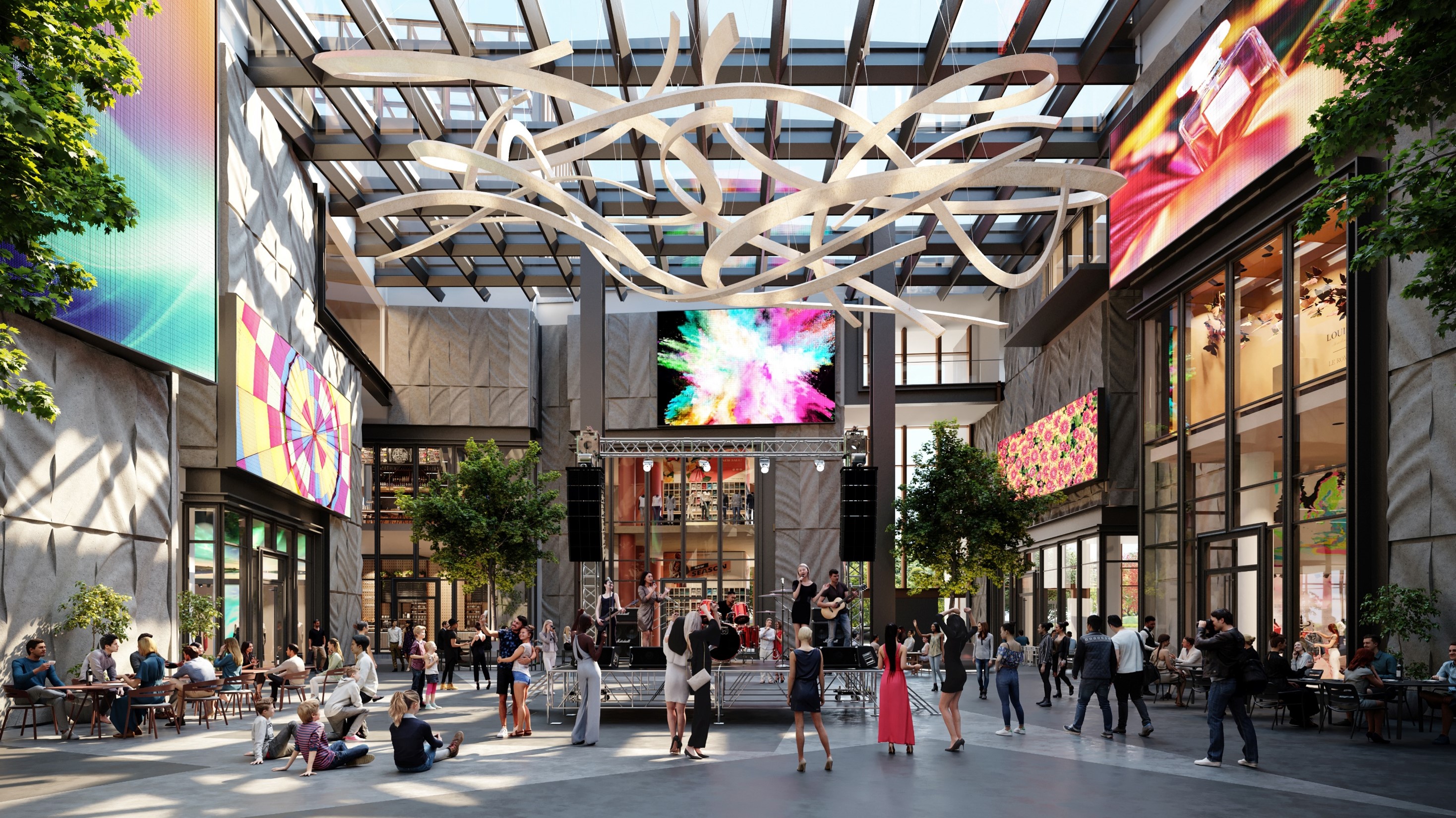 Rendering* of the public art collection across the indoor and outdoor districts at One Bangkok.
