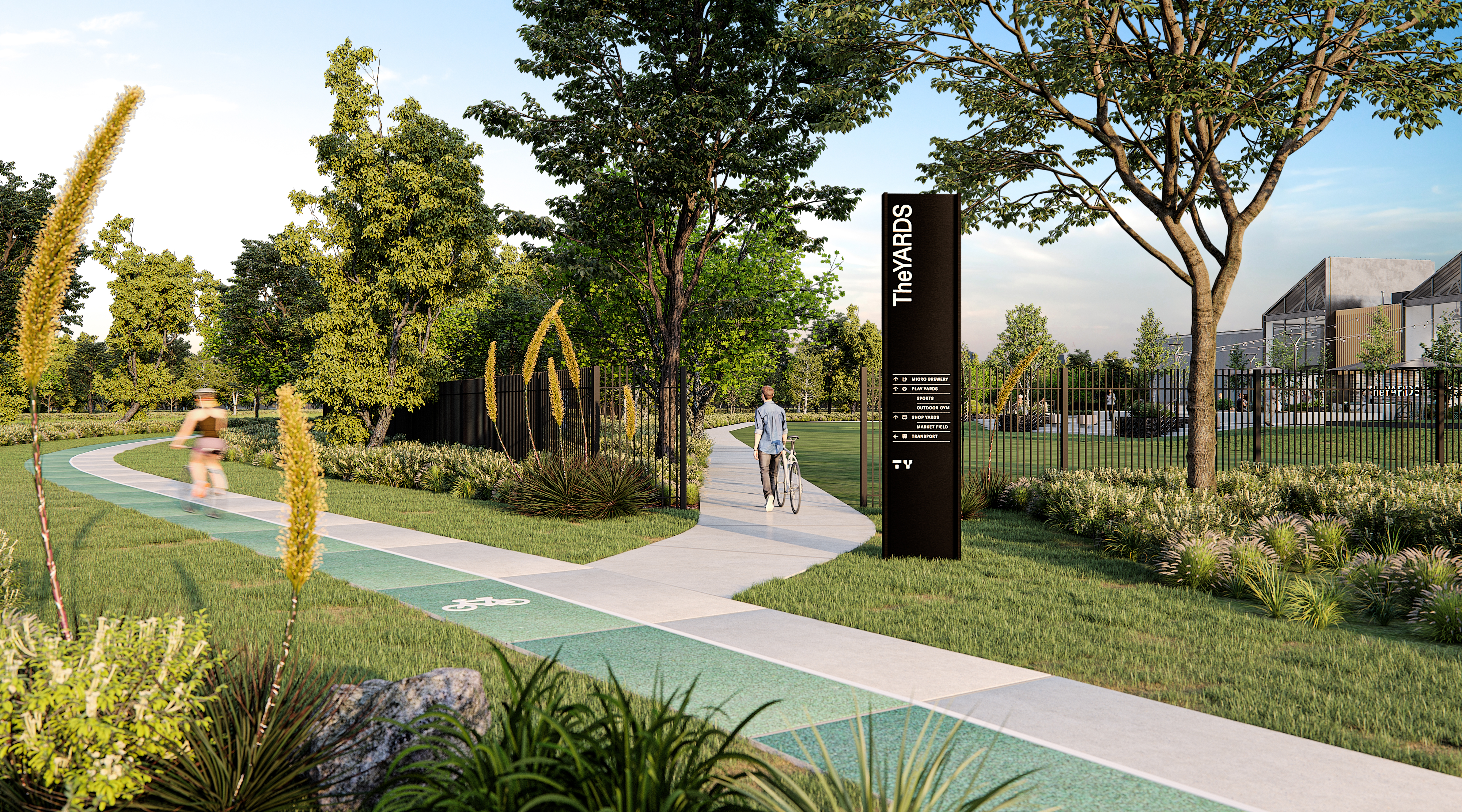 Artist's Impression: Integrated parks, walking tracks and cycle paths within the masterplan 
