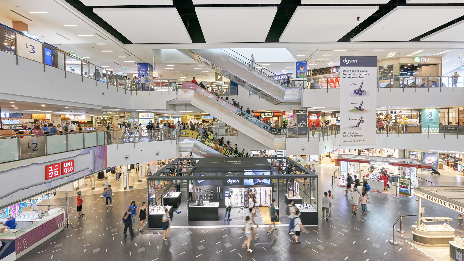 Interior of NEX, the largest suburban retail mall in Northeast Singapore