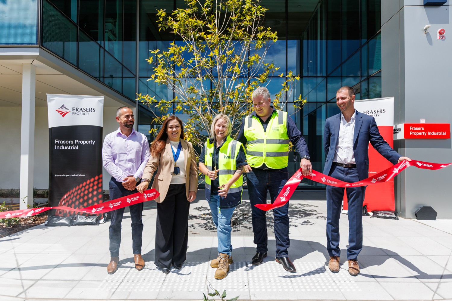 Representatives from Frasers Property Industrial and IVE Group at the opening of their sixth facility at Rubix Connect, Melbourne