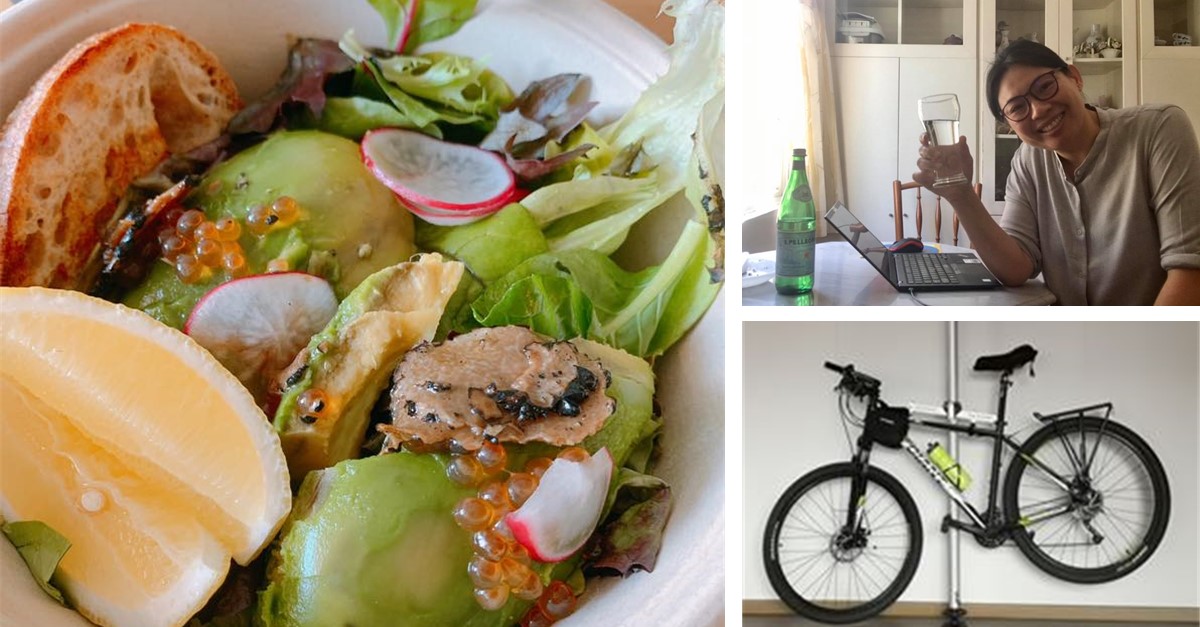 Clockwise from left: Staff share photos of their lunch, work from home set up and activities they did during their spare time.