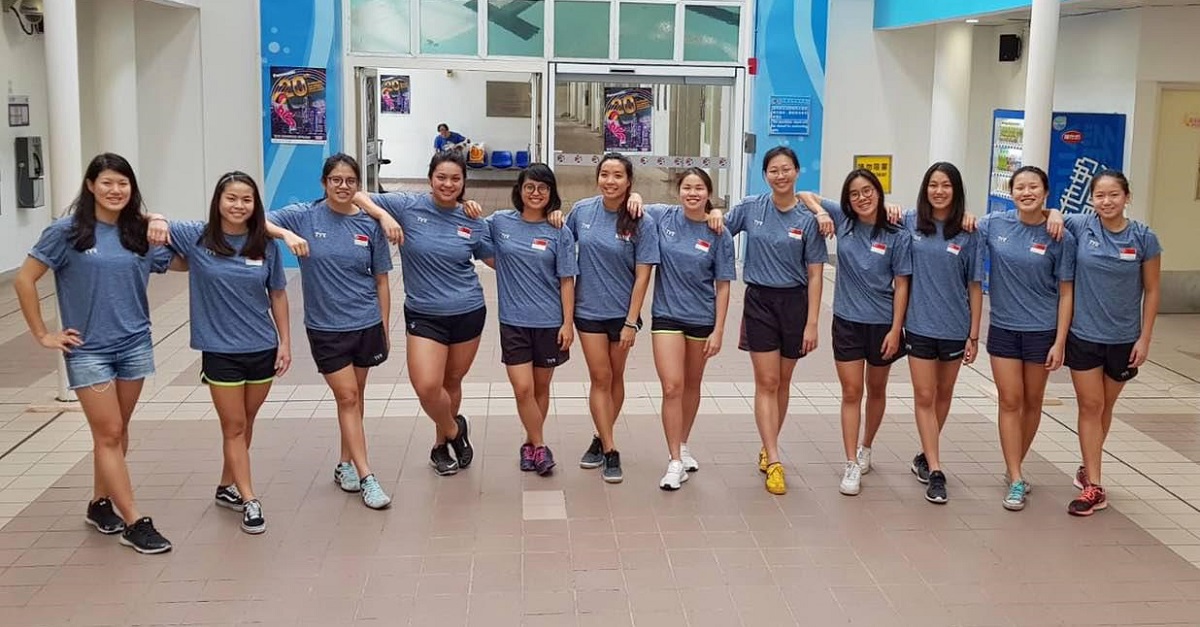 Team work makes the dream work. Denise and her water polo teammates in Hong Kong for a competition
