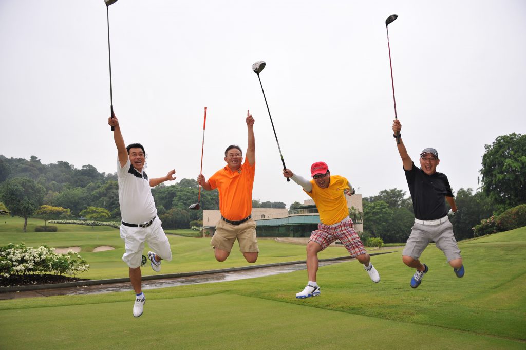 Choon Li (first from the right) enjoying a game with friends.