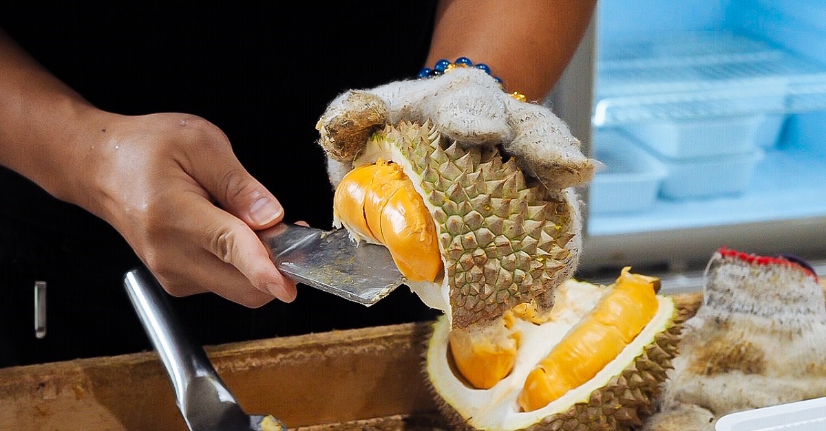 D13 durians are easily identified by their deep burnt orange colour.
