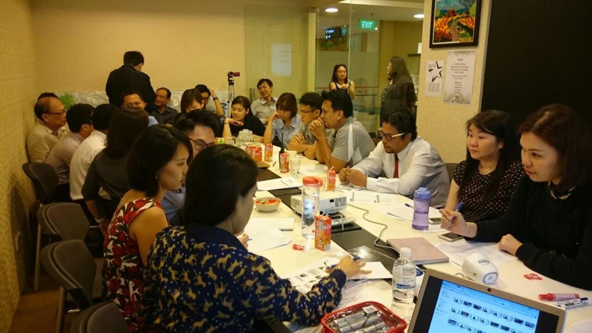 Northpoint’s Centre Management Team during a training session conducted by Khoo Teck Puat Hospital