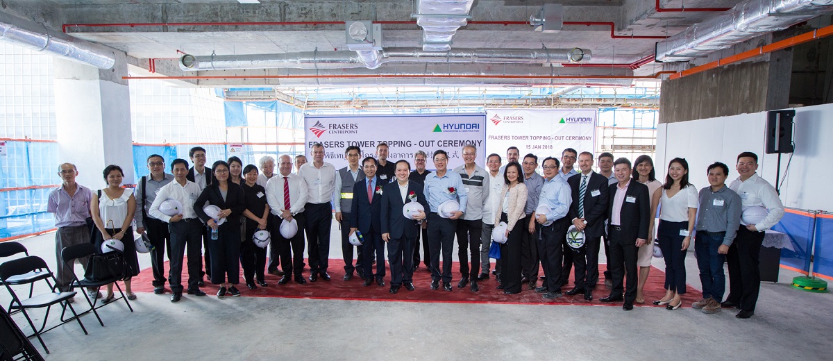 Guests at the topping out ceremony at the 38 storey of Frasers Tower   