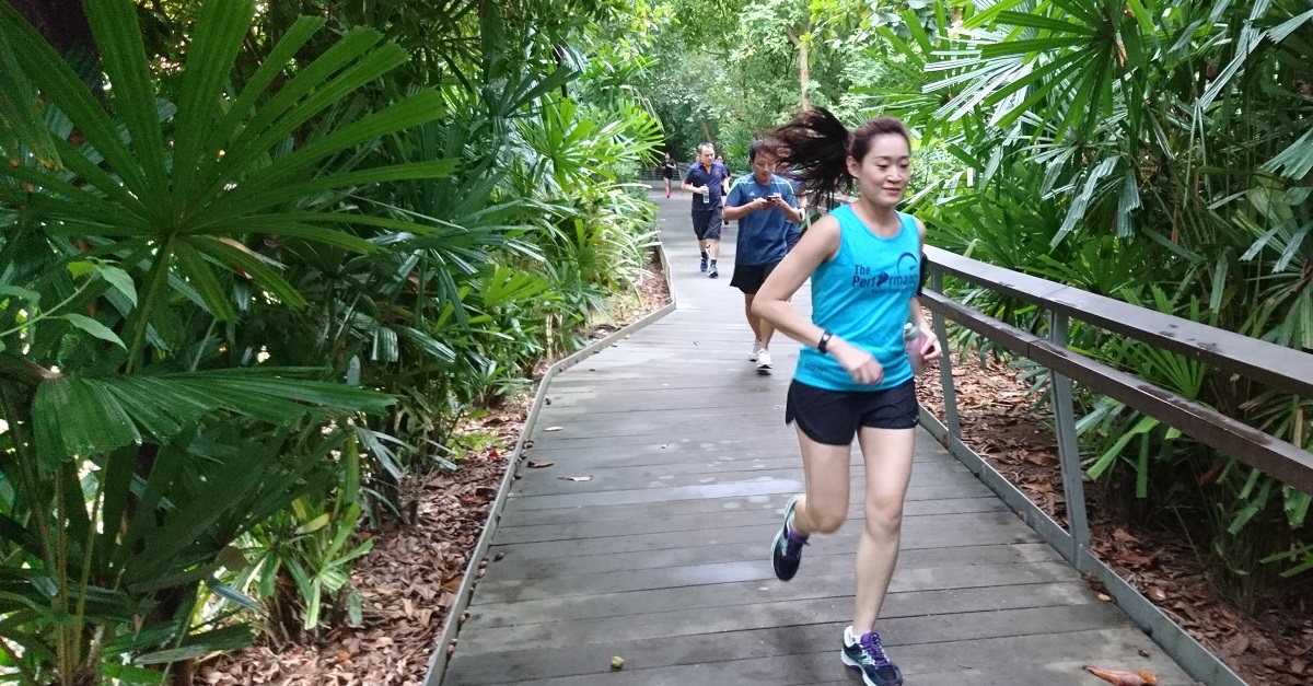 Ying Yi participating in one of Frasers Centrepoint Singapore Health and Safety Month activities, the Walk-Jog @ Berlayer Creek