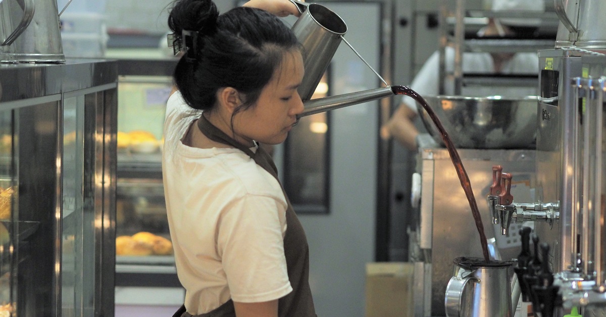 The store offers a variety of local drinks like Milk Tea, Kopi O, and Horlicks, and quirky drinks such as Almond Tea, Gula Melaka Tea and Coke with preserved lemons.