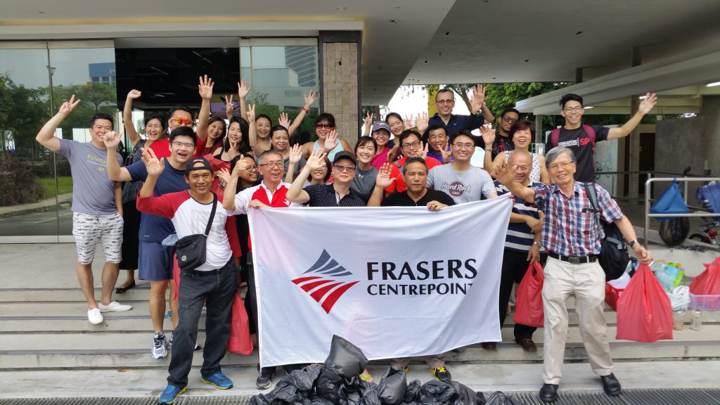A team of 30 staff volunteers worked together on a two-hour beach clean-up mission at East Coast Park on Wednesday.