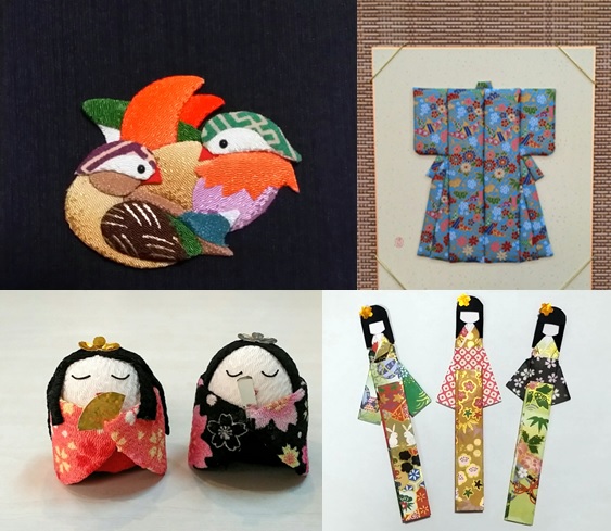 (Top) The Mandarin ducks, mini kimono and the bookmarks (bottom right) were done by Raymond while the dolls (bottom left) were done by a student.