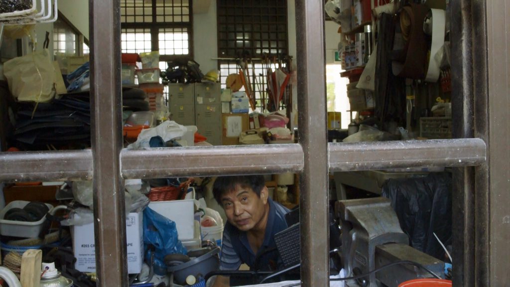 The centre is a small, cramped office and workshop space, with piles and piles of spare parts. In this sense, we take care of our environment as well as the community.
