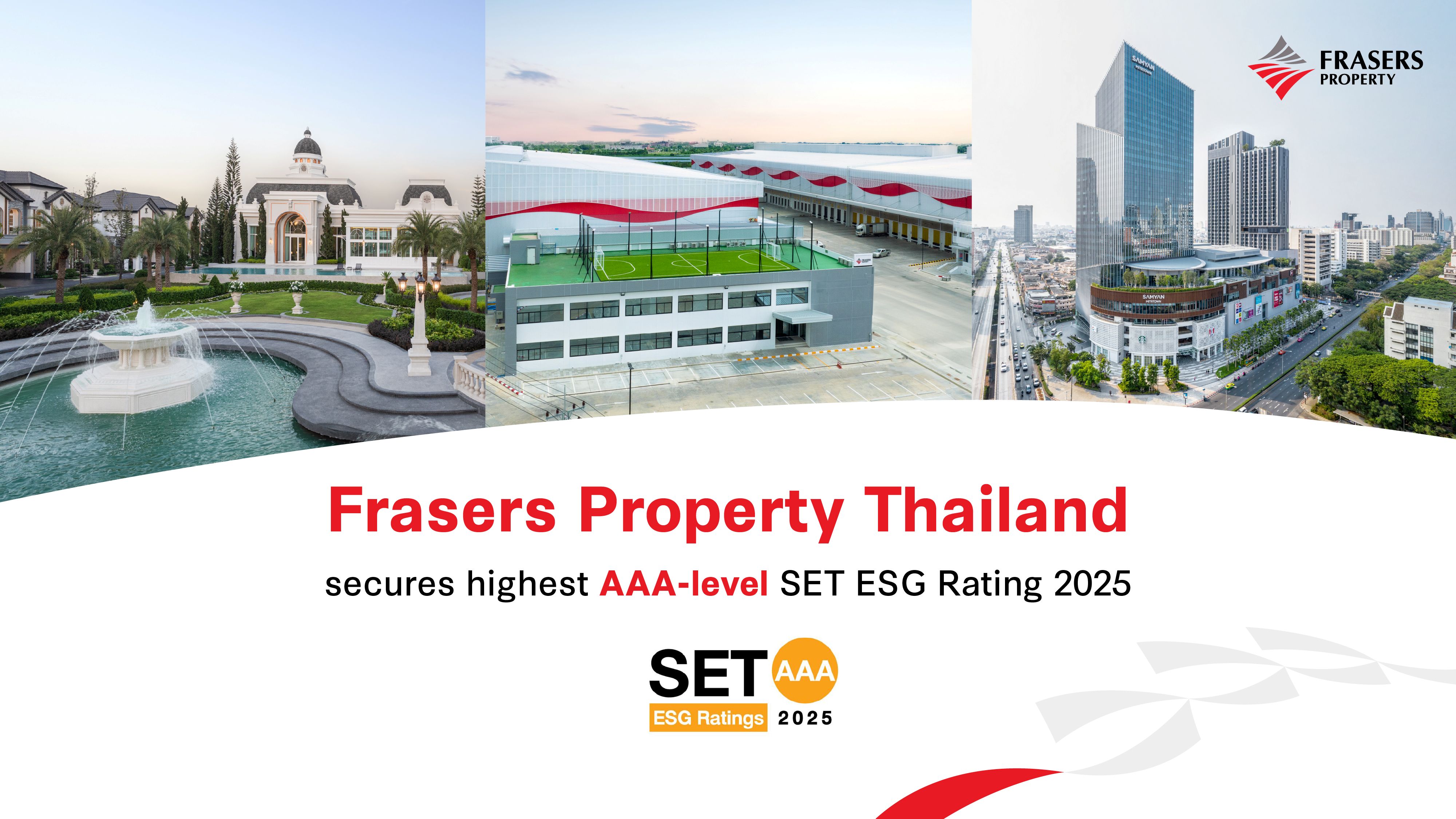 Frasers Property Thailand secures highest AAA-level SET ESG Rating 2025