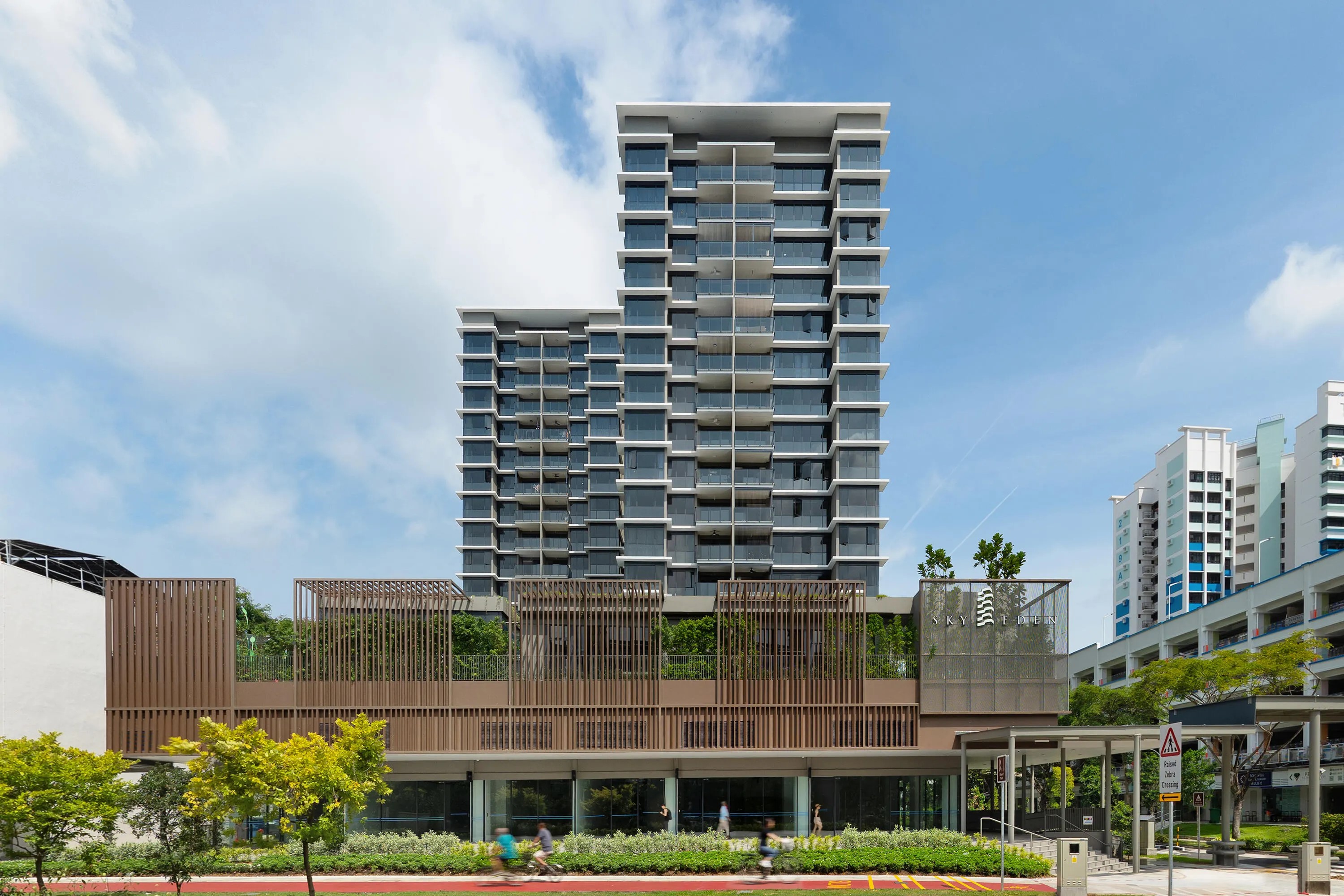 Completed in 2025, Sky Eden@Bedok (pictured) represents Frasers Property Singapore's GRESB regional sector leadership. Designed to BCA Green Mark GoldPLUS standards, the development targets at least 25% energy savings for residents, and integrates biophilic sky gardens to naturally lower building temperatures and enhance resident well-being.