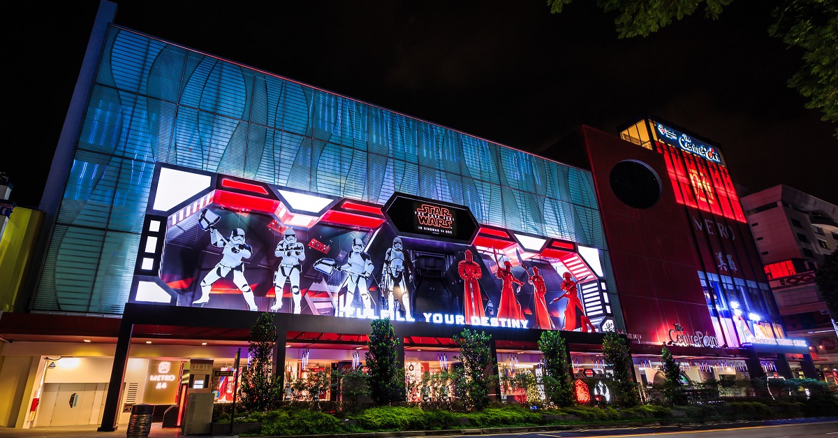 The Centrepoint’s iconic red façade underwent a visually remarkable transformation with the help of the Force.